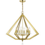 8 Light Polished Brass Chandelier with Clear Crystal Accents Shade-Lighting LumensChandeliers