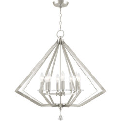 8 Light Brushed Nickel Chandelier with Steel base material-Lighting LumensChandeliers