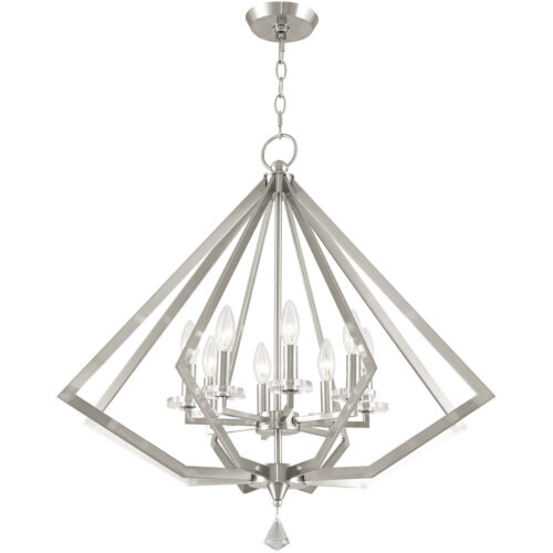 8 Light Brushed Nickel Chandelier with Steel base material-Lighting LumensChandeliers