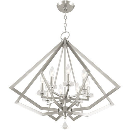 8 Light Brushed Nickel Chandelier with Steel base material-Lighting LumensChandeliers