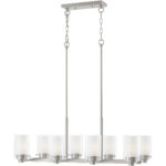 17.75 inch 8 Light Brushed Nickel Chandelier with Hand Blown Clear Outside Glass and Opal Inside Glass Shade-Lighting LumensChandeliers