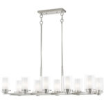 17.75 inch 10 Light Brushed Nickel Chandelier with Hand Blown Clear Outside Glass and Opal Inside Glass Shade-Lighting LumensChandeliers