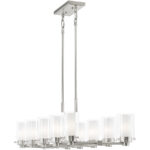 17.75 inch 10 Light Brushed Nickel Chandelier with Hand Blown Clear Outside Glass and Opal Inside Glass Shade-Lighting LumensChandeliers