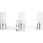 17.5 inch 3 Light Polished Chrome Bathroom Vanity light fixture with Hand Crafted Clear Fluted Glass Shade-Lighting LumensBath/Vanity