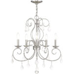 5 Light Brushed Nickel Chandelier with Clear Crystals Shade-Lighting LumensChandeliers