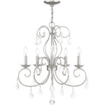 5 Light Brushed Nickel Chandelier with Clear Crystals Shade-Lighting LumensChandeliers