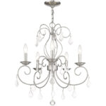 5 Light Brushed Nickel Chandelier with Clear Crystals Shade-Lighting LumensChandeliers