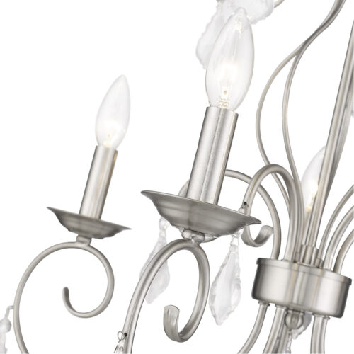 5 Light Brushed Nickel Chandelier with Clear Crystals Shade-Lighting LumensChandeliers