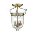 3 Light Antique Brass Ceiling Light fixture with Steel base material-Lighting LumensFlush Mount Ceiling Lights