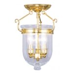 3 Light Polished Brass Ceiling Light fixture with Steel base material-Lighting LumensFlush Mount Ceiling Lights