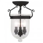 3 Light Black Ceiling Light fixture with Steel base material-Lighting LumensFlush Mount Ceiling Lights