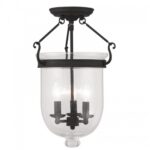 3 Light Black Ceiling Light fixture with Seeded Glass Shade-Lighting LumensFlush Mount Ceiling Lights