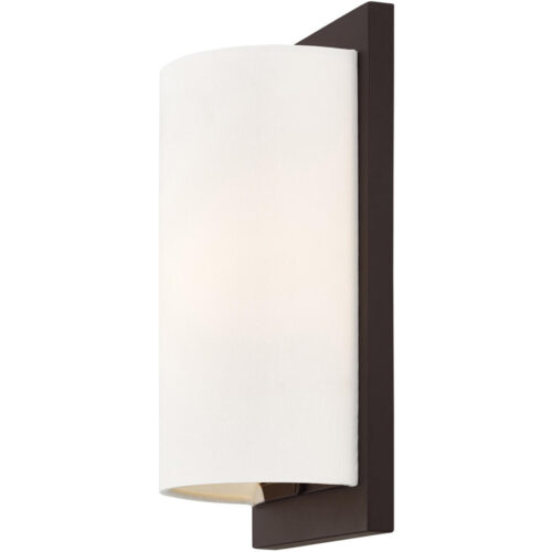 6 inch 1 Light Bronze Wall Sconce with Hand Crafted Off-White Fabric Hardback Shade Shade-Lighting LumensWall Sconces