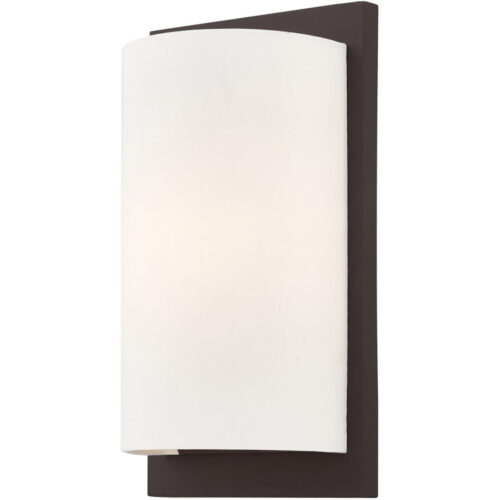 6 inch 1 Light Bronze Wall Sconce with Hand Crafted Off-White Fabric Hardback Shade Shade-Lighting LumensWall Sconces