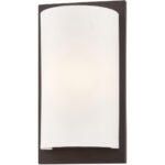 6 inch 1 Light Bronze Wall Sconce with Hand Crafted Off-White Fabric Hardback Shade Shade-Lighting LumensWall Sconces