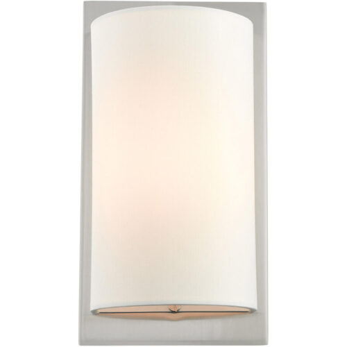 6 inch 1 Light Brushed Nickel Wall Sconce with Hand Crafted Off-White Fabric Hardback Shade Shade-Lighting LumensWall Sconces