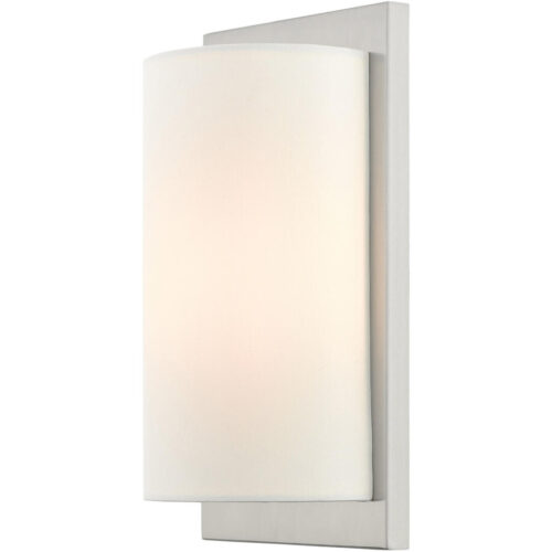 6 inch 1 Light Brushed Nickel Wall Sconce with Hand Crafted Off-White Fabric Hardback Shade Shade-Lighting LumensWall Sconces