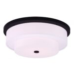 4 Light Bronze Ceiling Light fixture with Hand Crafted Off-White Fabric Hardback Shade-Lighting LumensFlush Mount Ceiling Lights