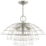 4 Light Brushed Nickel Chandelier with Brushed Nickel Hand Crafted Steel Wire Cage Shade-Lighting LumensChandeliers