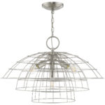 4 Light Brushed Nickel Chandelier with Brushed Nickel Hand Crafted Steel Wire Cage Shade-Lighting LumensChandeliers