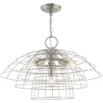 4 Light Brushed Nickel Chandelier with Brushed Nickel Hand Crafted Steel Wire Cage Shade-Lighting LumensChandeliers