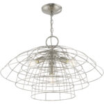 4 Light Brushed Nickel Chandelier with Brushed Nickel Hand Crafted Steel Wire Cage Shade-Lighting LumensChandeliers