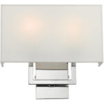 13 inch 2 Light Polished Chrome ADA Wall Sconce with Hand Crafted Off-White Fabric Shade-Lighting LumensWall Sconces