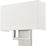 13 inch 2 Light Brushed Nickel ADA Wall Sconce with Hand Crafted Off-White Fabric Shade-Lighting LumensWall Sconces