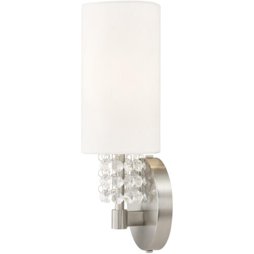 4.75 inch 1 Light Brushed Nickel Wall Sconce with Hand Crafted Off White Fabric Hardback Shade Shade-Lighting LumensWall Sconces