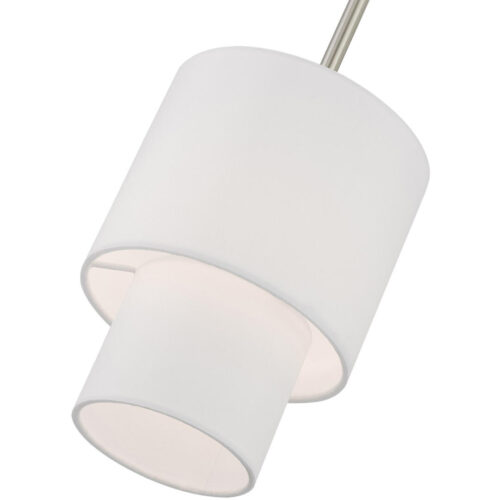 1 Light Brushed Nickel Mini Pendant with Hand Crafted Off-White Fabric Outside Shade-Lighting LumensPendant Lights