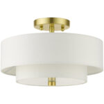 51042-12 2 Light Satin Brass Semi Flush-Lighting LumensSemi Flush