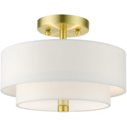 51043-12 2 Light Satin Brass Semi Flush-Lighting LumensSemi Flush