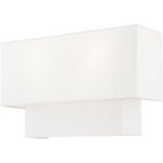 13 inch 2 Light Brushed Nickel ADA Wall Sconce with Hand Crafted Off-White Fabric Shade-Lighting LumensWall Sconces