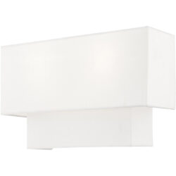 13 inch 2 Light Brushed Nickel ADA Wall Sconce with Hand Crafted Off-White Fabric Shade-Lighting LumensWall Sconces