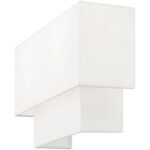 13 inch 2 Light Brushed Nickel ADA Wall Sconce with Hand Crafted Off-White Fabric Shade-Lighting LumensWall Sconces