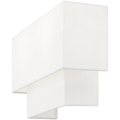 13 inch 2 Light Brushed Nickel ADA Wall Sconce with Hand Crafted Off-White Fabric Shade-Lighting LumensWall Sconces