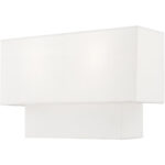 13 inch 2 Light Brushed Nickel ADA Wall Sconce with Hand Crafted Off-White Fabric Shade-Lighting LumensWall Sconces