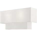 16 inch 2 Light Brushed Nickel ADA Wall Sconce with Hand Crafted Off-White Fabric Shade-Lighting LumensWall Sconces