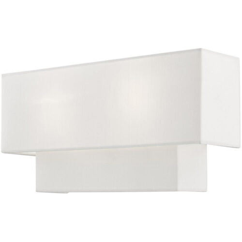 16 inch 2 Light Brushed Nickel ADA Wall Sconce with Hand Crafted Off-White Fabric Shade-Lighting LumensWall Sconces