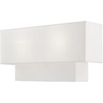 16 inch 2 Light Brushed Nickel ADA Wall Sconce with Hand Crafted Off-White Fabric Shade-Lighting LumensWall Sconces