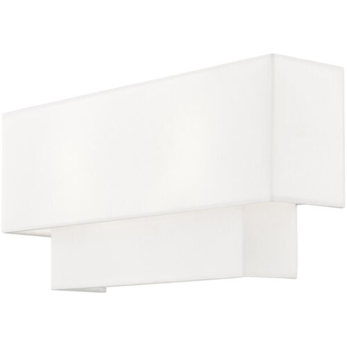 16 inch 2 Light Brushed Nickel ADA Wall Sconce with Hand Crafted Off-White Fabric Shade-Lighting LumensWall Sconces