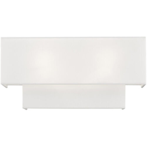 16 inch 2 Light Brushed Nickel ADA Wall Sconce with Hand Crafted Off-White Fabric Shade-Lighting LumensWall Sconces