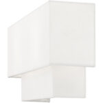 16 inch 2 Light Brushed Nickel ADA Wall Sconce with Hand Crafted Off-White Fabric Shade-Lighting LumensWall Sconces