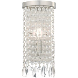 6 inch 1 Light Brushed Nickel ADA Wall Sconce with Clear Crystals Shade-Lighting LumensWall Sconces