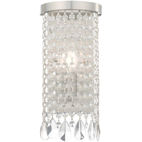 6 inch 1 Light Brushed Nickel ADA Wall Sconce with Clear Crystals Shade-Lighting LumensWall Sconces