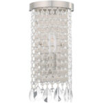 6 inch 1 Light Brushed Nickel ADA Wall Sconce with Clear Crystals Shade-Lighting LumensWall Sconces