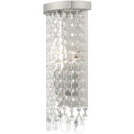 6 inch 1 Light Brushed Nickel ADA Wall Sconce with Clear Crystals Shade-Lighting LumensWall Sconces