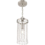 1 Light Brushed Nickel Mini Pendant with Clear Crystals Shade-Lighting LumensPendant Lights