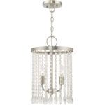 2 Light Brushed Nickel Mini Pendant with Clear Crystals Shade-Lighting LumensPendant Lights