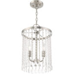 2 Light Brushed Nickel Mini Pendant with Clear Crystals Shade-Lighting LumensPendant Lights